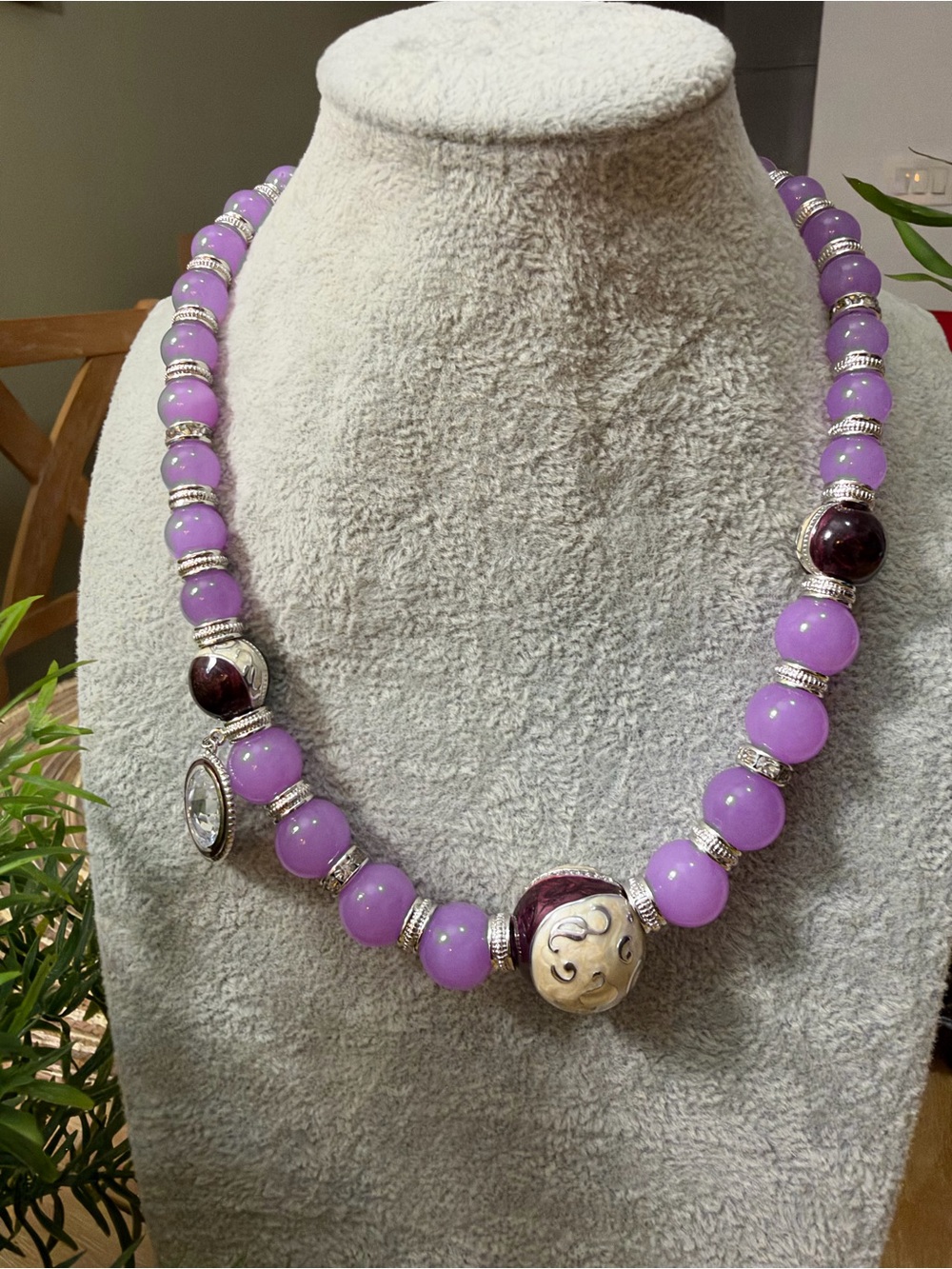 Lauren G Adams Amethyst Beaded Necklace — Enamel & Crystal Accents, NWT — BD-32